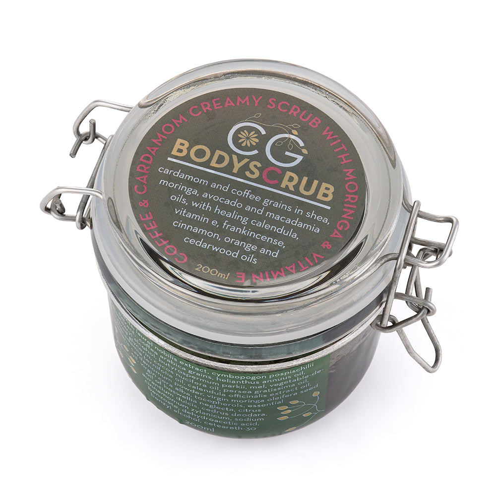 Coffee & Cardamom Body Scrub (200ml) | Exfoliating & Rejuvenating | Cinnabar Green