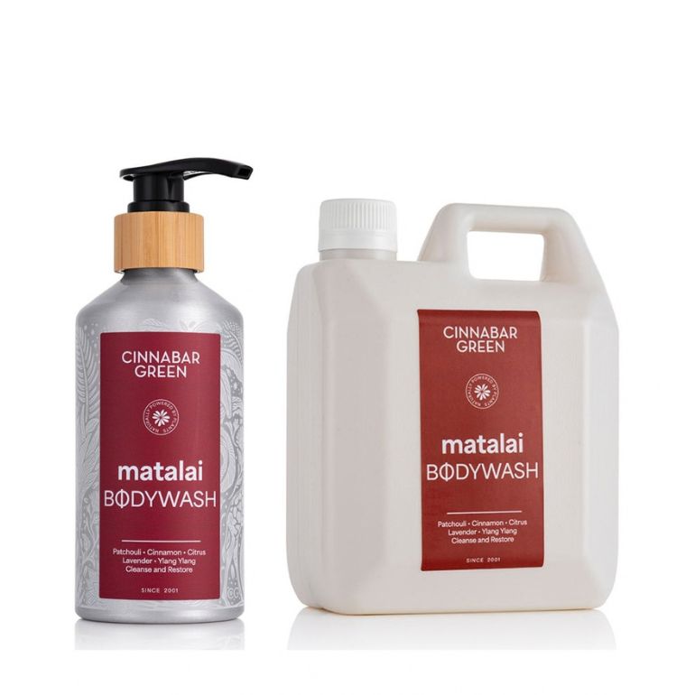 Cinnabar Green Matalai Body Wash 370ml aluminium bottle with 1L refill