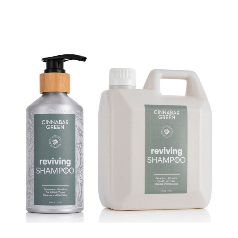 Cinnabar Green Reviving Shampoo 370ml aluminium bottle with 1L refill