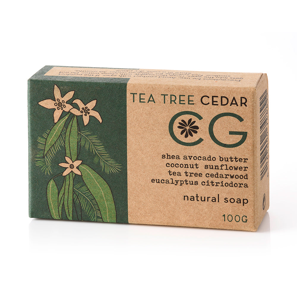 Tea Tree & Cedar Bath Soap (100g) | Clarifying & Balancing | Cinnabar Green