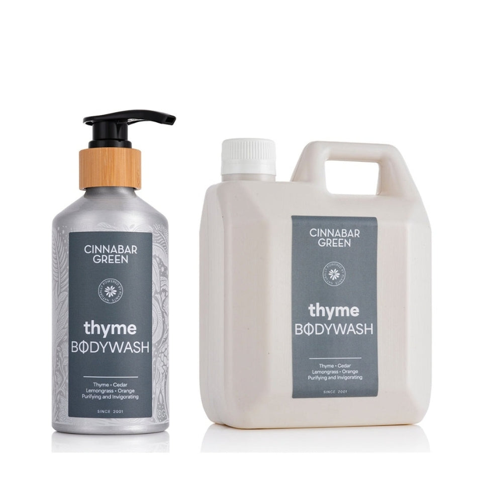 Cinnabar Green Thyme Body Wash 370ml aluminium bottle with 1L refill