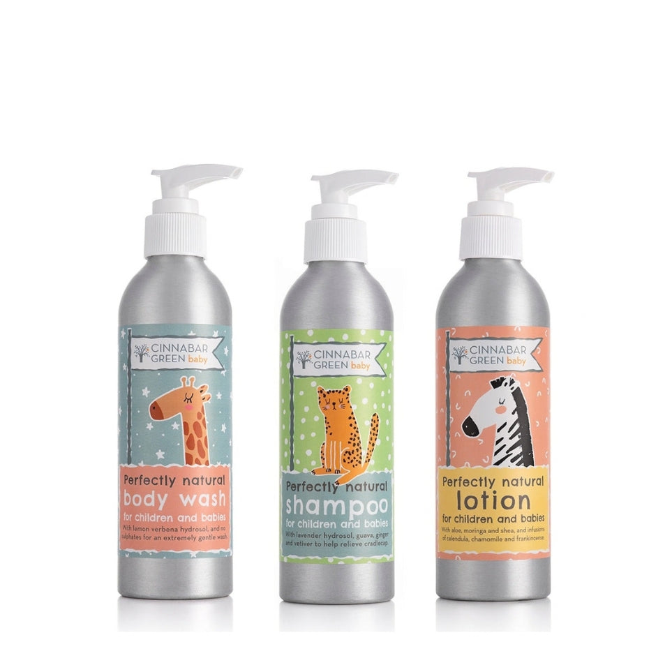 Cinnabar Green Baby Bath Set: Baby Body Wash, Baby Shampoo and Baby Body Lotion